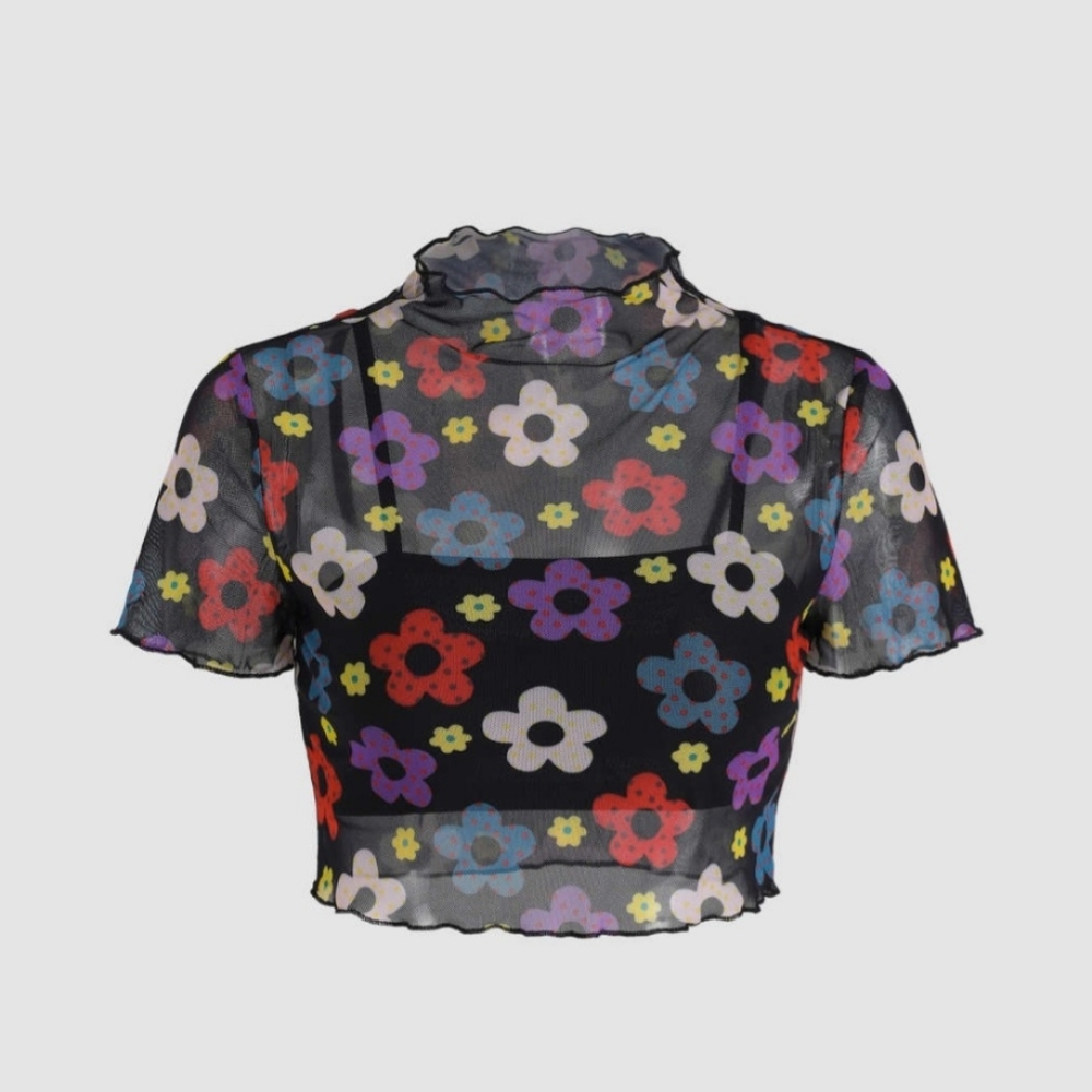 Retro flower crop top